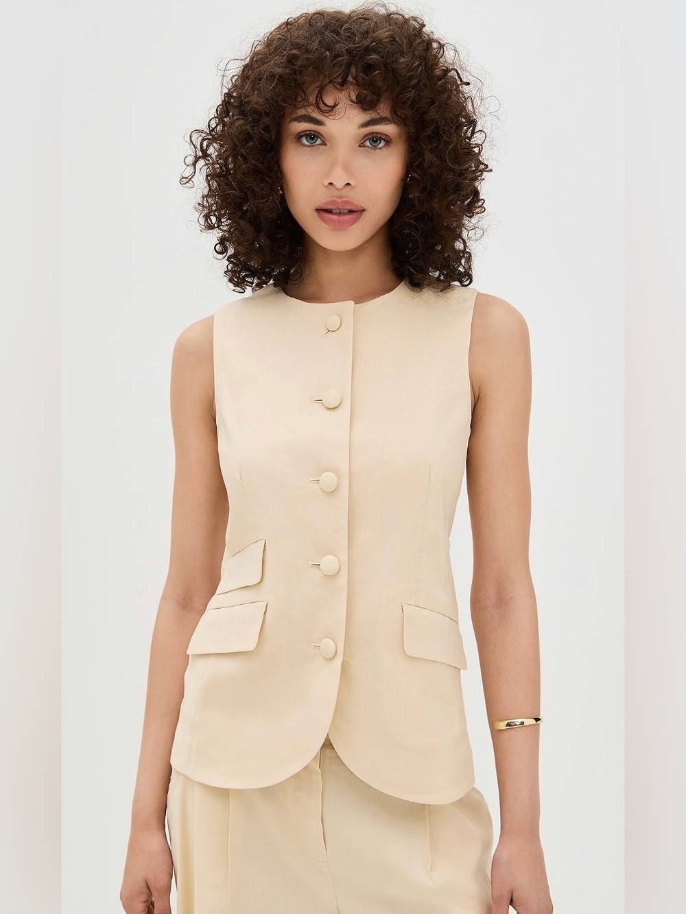 NWT Rag and Bone Light Tan Slade Crewneck Linen Vest